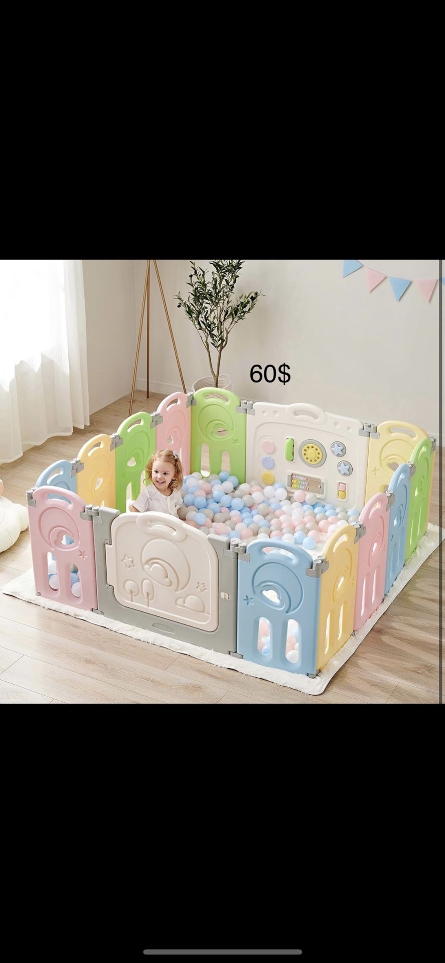 Fortella Cloud Castle Foldable Playpen, Baby Safety Play Yard with Whiteboard and Activity Wall, Indoors or Outdoors