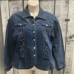 Christine Alexander Jeweled Jean Jacket Size XL