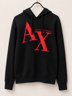 Armani Exchange A|X Black Hoodie with Red Logo