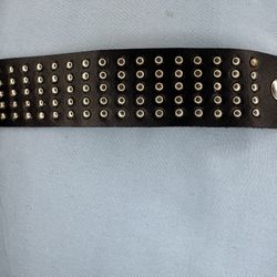 Black Studded Leather Cuff Snap Close Bracelet