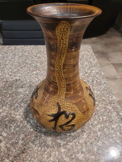 Antique Caligrafhy Pottery Vase