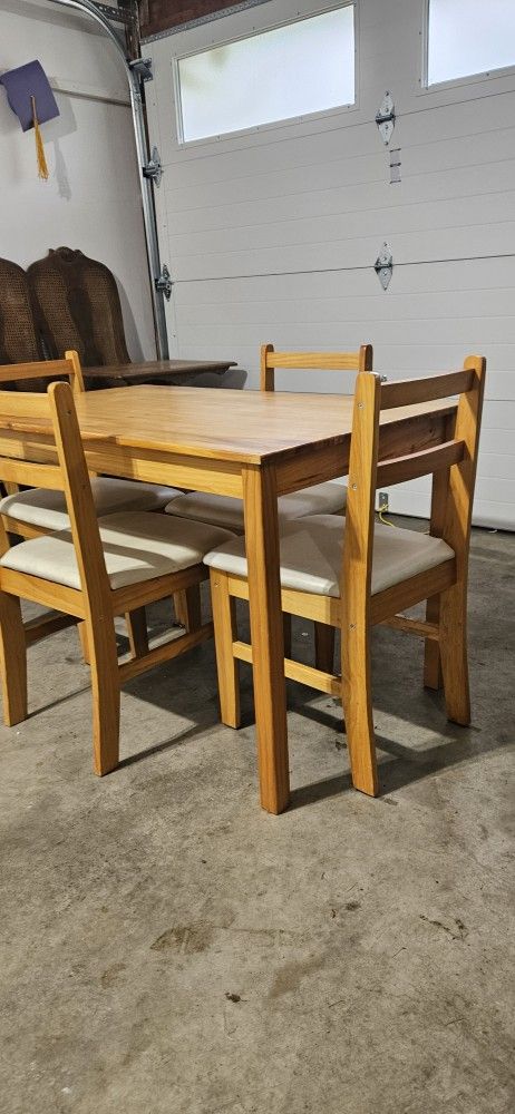 IKEA. WOOD. TABLE. AND. 4 CHAIRS