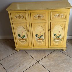 Vintage farm style dresser. 2 cabinets with shelves. 36” length x 15” depth x 31” tall