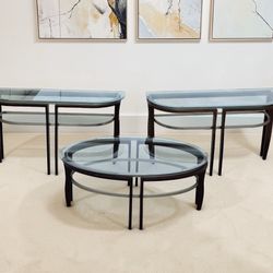 Coffee Table Set With Glass Top