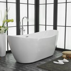 INES Freestanding Bathtub in Glossy White 72in 