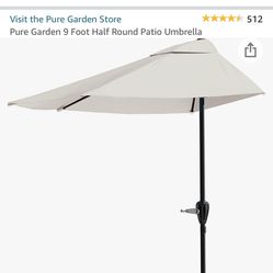 2 Half Round Patio Umbrellas 9 Ft - With Weights/stand