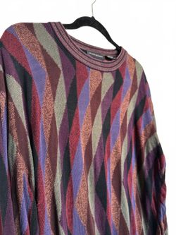 Vintage Multicolor Abstract Design Silk Knit Sweater XL