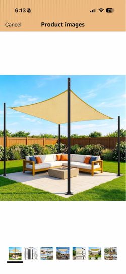 New in box 4 Pack 12 Ft Shade Sail Poles, Heavy Duty Metal Outdoor Support Post Kit, Rust-Resistant Shade Sail Support Poles, Adjustable Metal Sun Sha