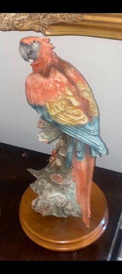 Signed G Armani Scarlett Macaw Parrot Statue
