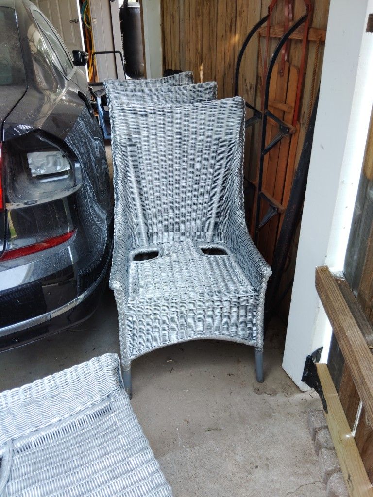 Four Silver Whicker Chairs