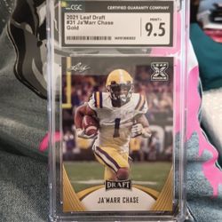 CGC 9.5 Mint+ 2021 Leaf Draft Jamarr Chase Cincinnati Bengals Rookie Card 