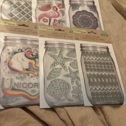 New Mixed lot of 6 Glass Stickers by Crafters Square- pattern,nautical,animal