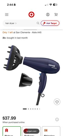 Conair Hair Dryer with Diffuser and Concentrator