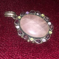 Pendant In Crystal Rose With Garnet And Cz