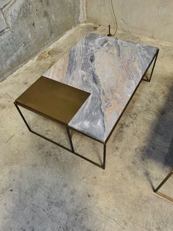 Stone And Gold Plate Coffee Table By Vaughn Benz