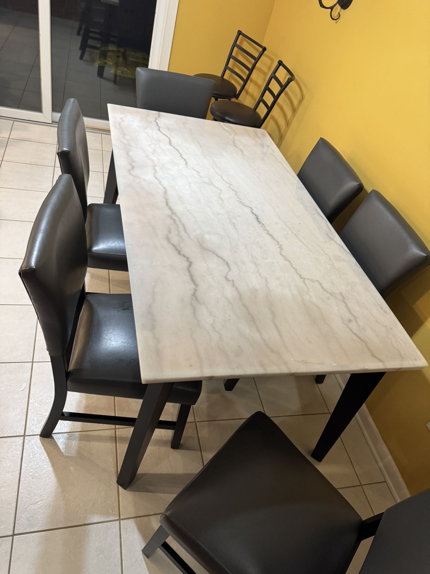 Marble Dining Set W 6 Chairs