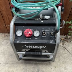  Husky - 4.5 Gal. 175 PSI Portable Electric Oil-Free Quiet Twin Stack Jobsite Air Compressor 