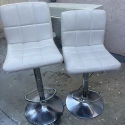 Modern White Adjustable Bar Stools (Set of 2) – $45