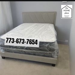 Brand New Queen Bed Frame With Mattress & Boxspring All Included For Only $349! 🚨 Ready For Delivery 🚛