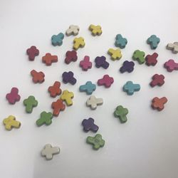 36 Pcs Cross Beads Multicolored Ceramic 