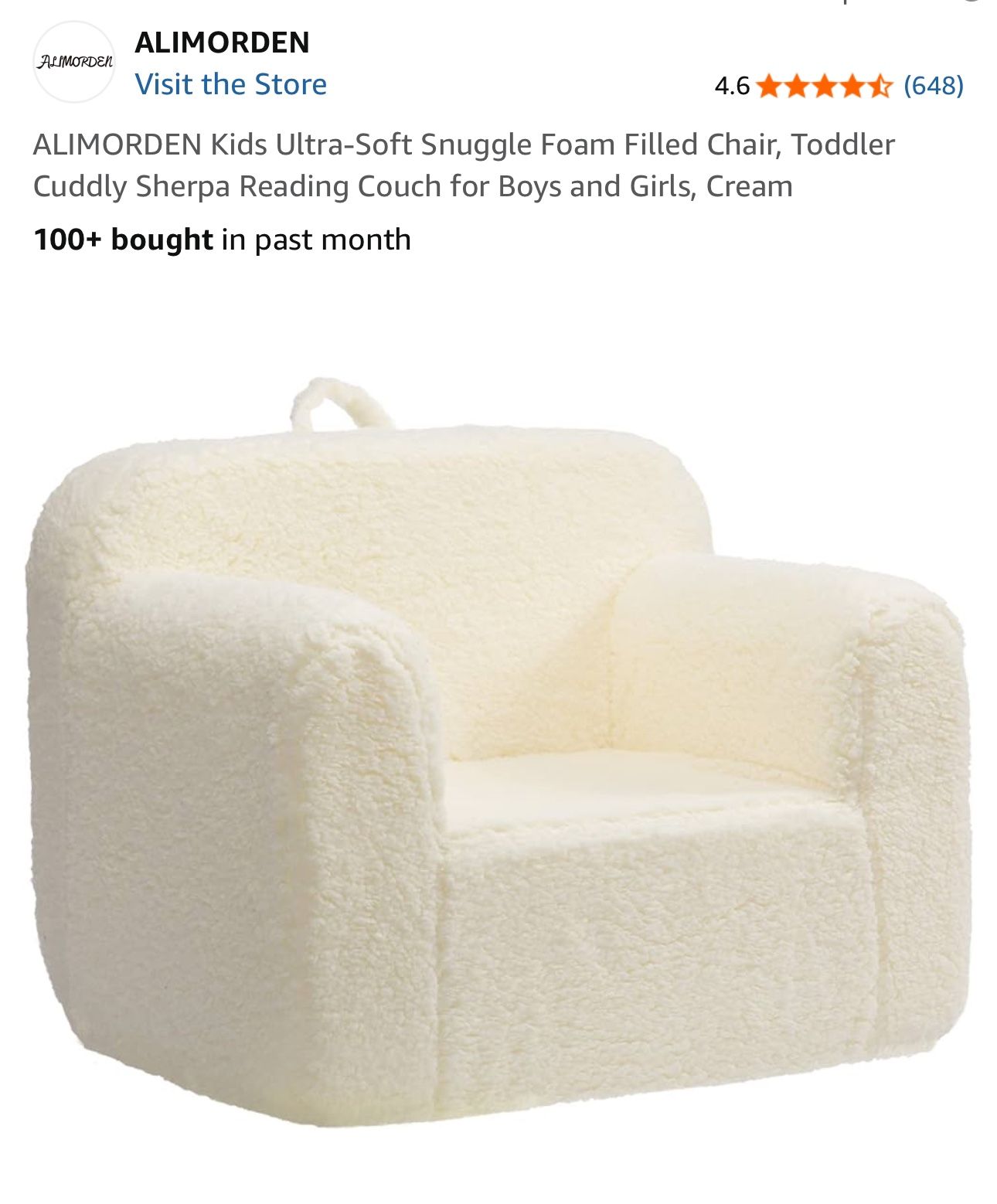 ALIMORDEN Kids Ultra-Soft Snuggle Foam Filled Chair, Toddler Cuddly Sherpa