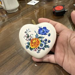 Vintage Heart Shaped Porcelain Pomander Potpourri Fragrance Holder Taiwan