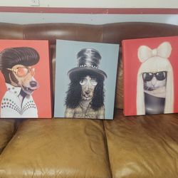 Wall decor 3 canvas pets rock