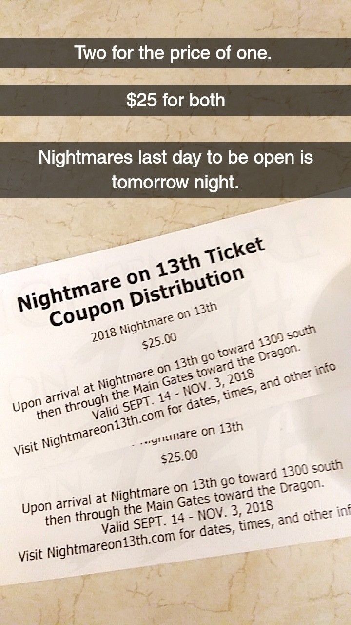 2 for 1 nightmare on 13th tickets