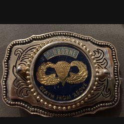  Vintage Army Airborne Brass Belt Buckle