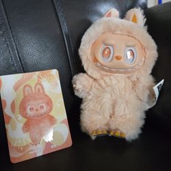 Labubu Big Into Energy Hapiness Orange color plush toy keychain