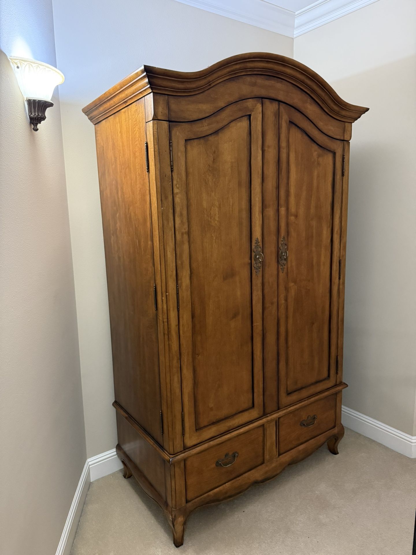 Solid Wood French Country Armoire 6’10” Tall