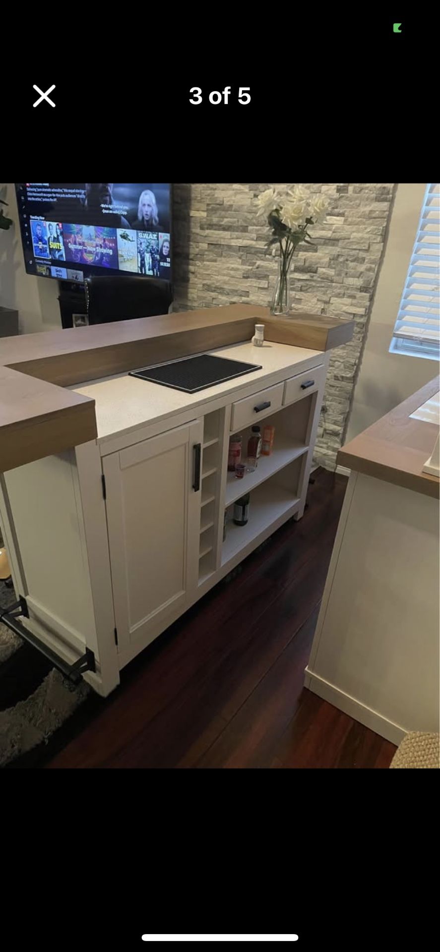 White Granite Bar And Cabinets