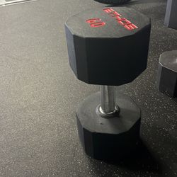 Single 60lb Dumbbell – Rubber Hex – Heavy Duty OBO