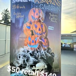 Gerson Smoking Pumpkins Cauldron" Halloween decoration.