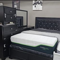  Micah Bedroom in King  Black 5 pcs Set 🦅 Same/Next Delivery Option 🚚King 1299