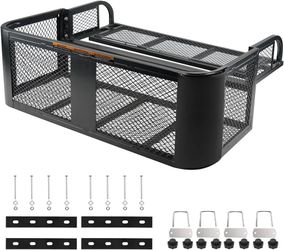 ORCISH 14"W x 41"L x 12.5"H Universal ATV/UTV Rear Drop Cargo Basket Rack,Heavy Duty Detachable Steel Luggage Mesh Surface,Capacity Load of 500 lbs,AT