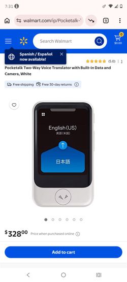 Pocketalk Two-Way Voice Translator, White