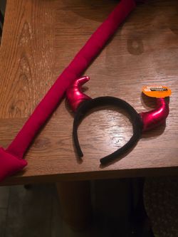 Devil Halloween Costume Accessories...Devil Horns Headband and Devil Tail New