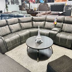 Overstock Sale👍Beautiful Grey Modern Reclining Sofa Sectional Limited Time Offer $1599😱