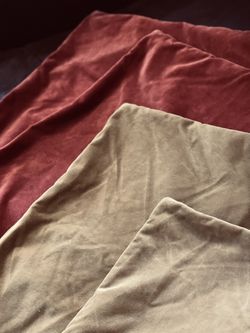 4 Pottery Barn Velvet Decor Pillow Covers (2 burnt red color & 2 gold color)