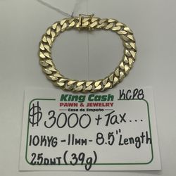 CURB BRACELET 10KYG, 39 GRAMS, 11mm, 8.5” LENGHT