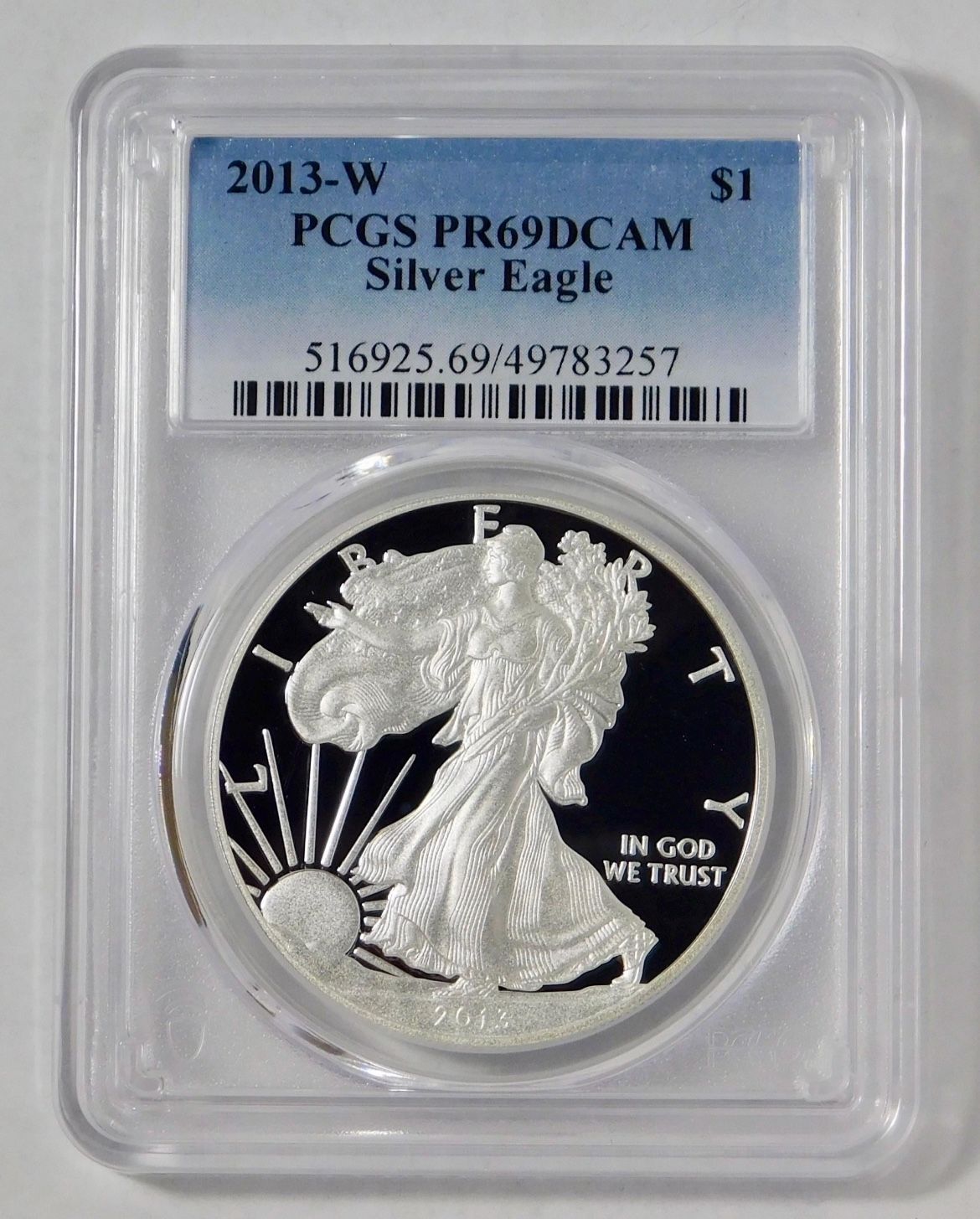 2013 W America Eagle Silver Dollar. PCGS Proof 69DCAM.