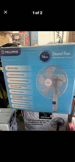 Pelonis 16" 12-Speed Oscillating Pedestal Fan, Ultra Quiet, Remote