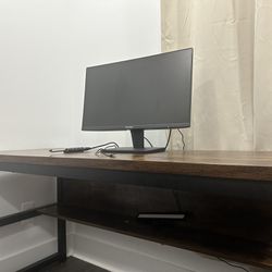 Wooden desk with metal frame