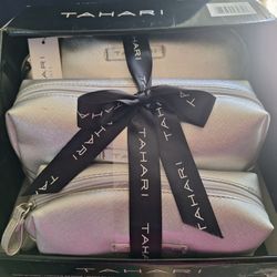 Set Of Silver Cosmetic Cases/bags