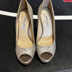Jimmy Choo Gold mesh High heels