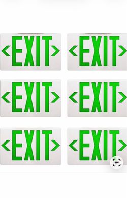 Green LED Exit Signs , 6Pk