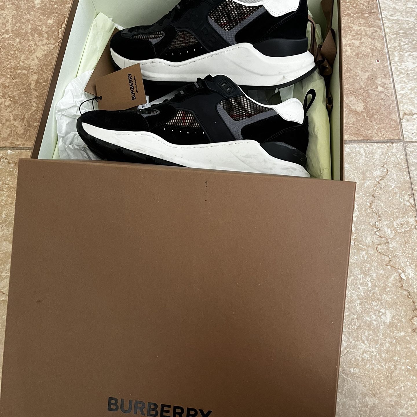 Mens Burberry Check Sneakers 