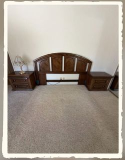 VINTAGE  wooden king-size headboard, nightstand, and dresser