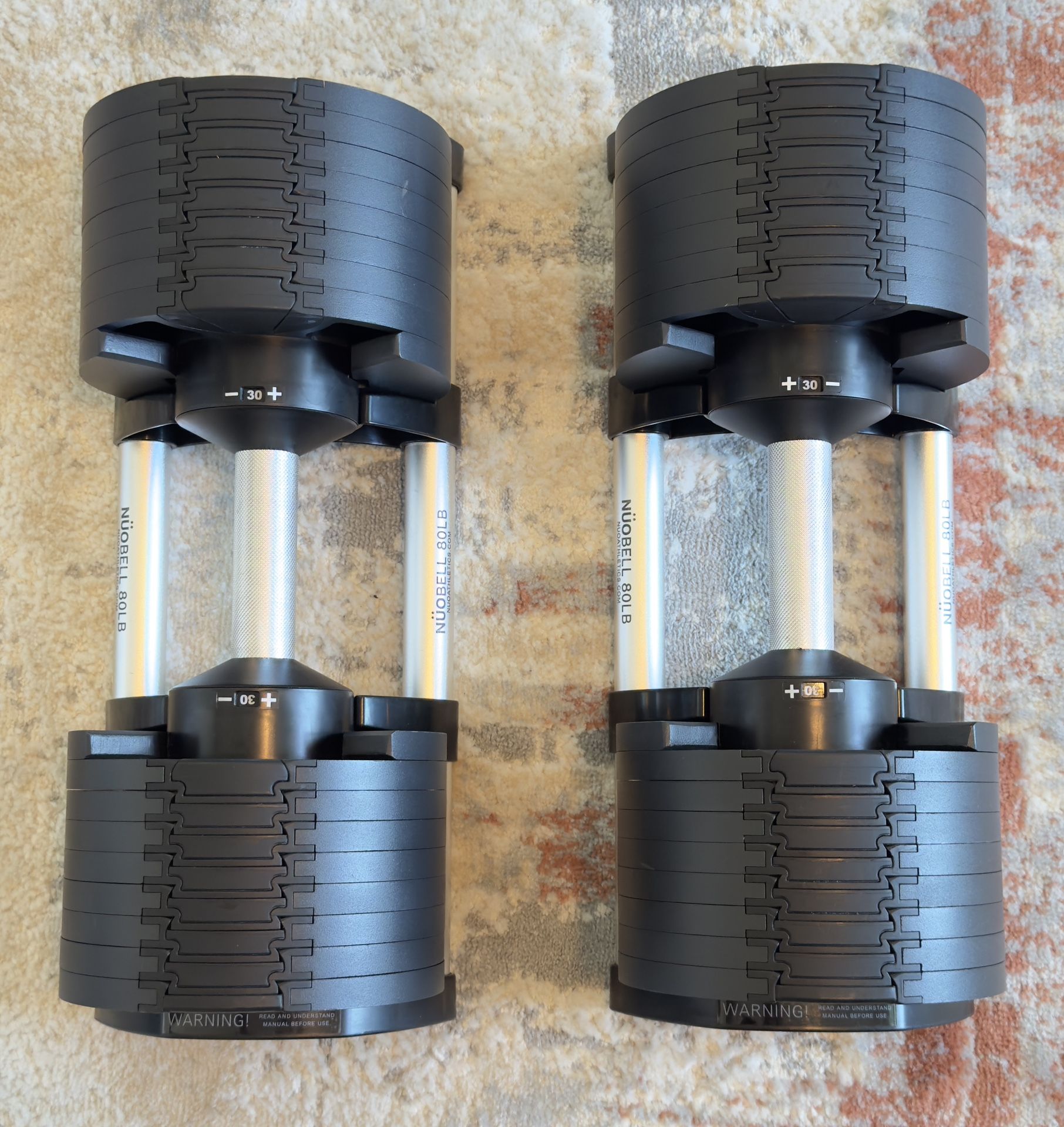 NUOBELL Adjustable Dumbbell Pair 5-80lbs